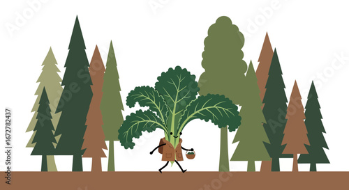Whimsical Adventures Of A Happy Vegetable In The Tranquil Forest Environment