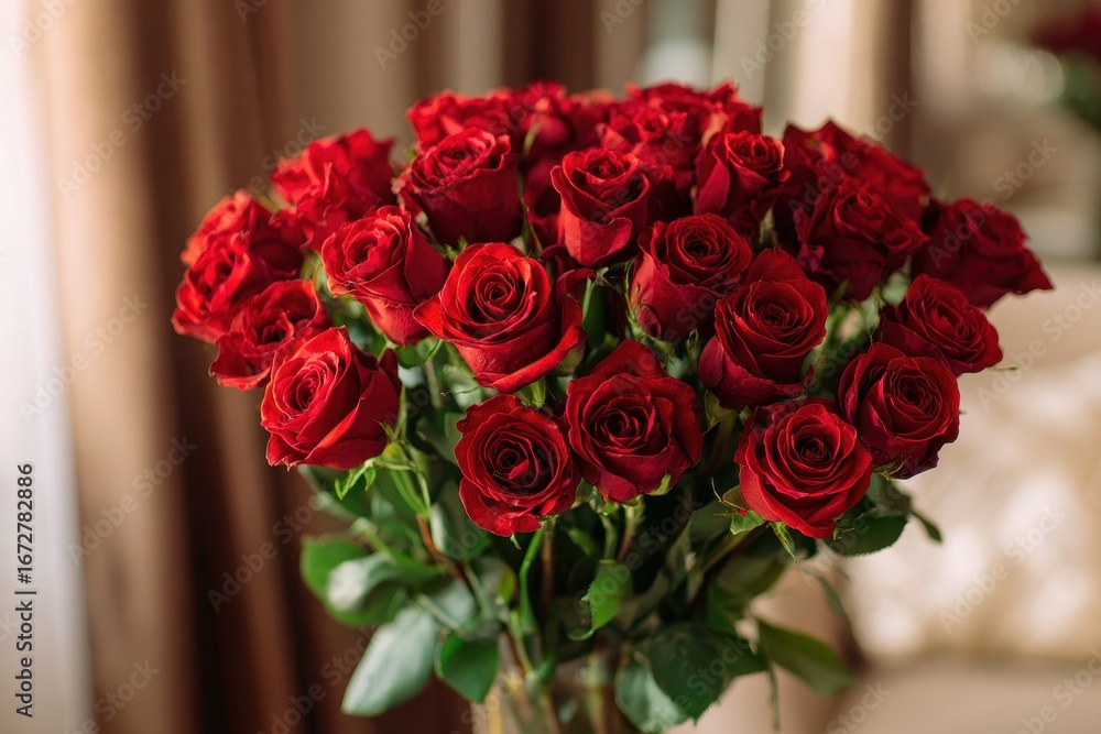 Obraz premium Close up of a bouquet featuring red roses for Valentine s Day
