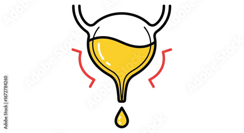 Cartoon Urine Flask with Dripping Liquid