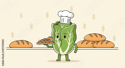 Whimsical Vegetable Chef: Baking Fresh Bread and Delicious Pastries for Everyone