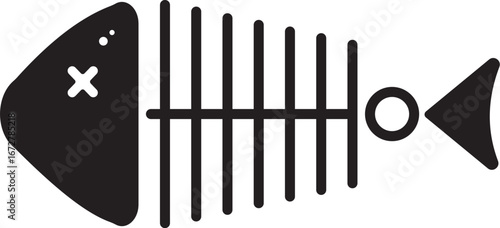 Fish Bone Icon Vector Symbol Illustration minimalist