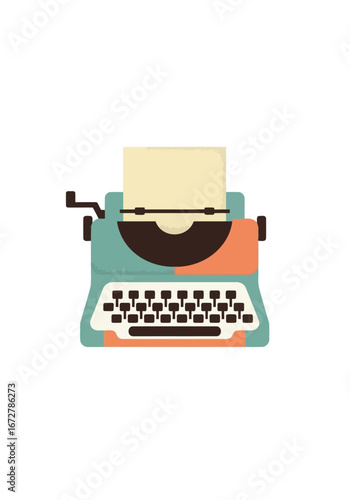 Retro vector illustration of a vintage manual typewriter. Classic old technology icon for creative writing and storytelling themes