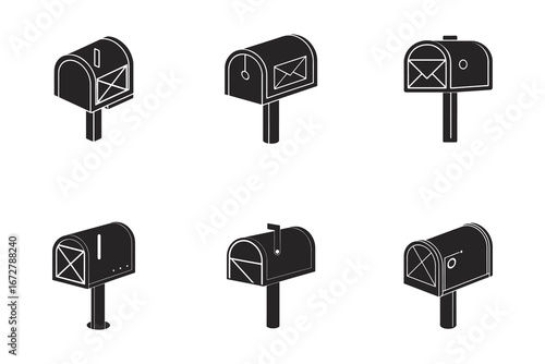 Isometric Mailbox Collection Featuring Six Unique Designs For Postal Delivery and Correspondence Concepts Illustration Set