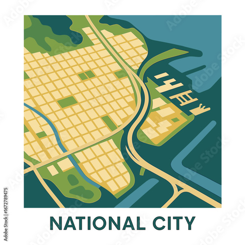 A bird's‑eye view of National City, California, in the Bay Area