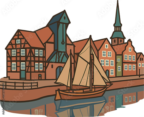 Der alte Hansehafen befindet sich in der Altstadt von Stade, Niedersachsen, Deutschland