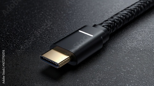 Close-up of a black USB-C cable