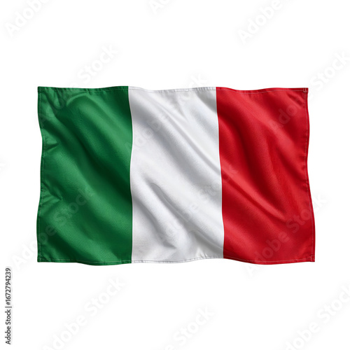 Waving Italian Flag on white Background
