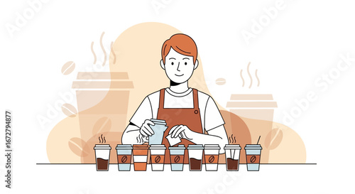 Coffee Expert Carefully Analyzing And Tasting Brews In A Contemporary Cafe Setting