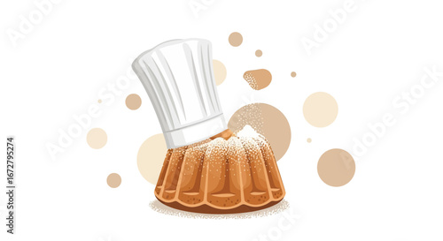 Chef's Gesture of Confection, Culinary Artistry With Powdered Sweetness, Baking Cake Delight