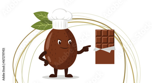 Chocolate Chef Instructs Towards Dessert: A Culinary-Themed Animated Illustration