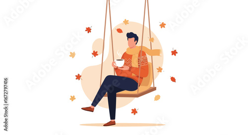 Cozy Autumn Moment Enjoyed By Person Relaxing Outdoors With Cup Of Coffee In Hand