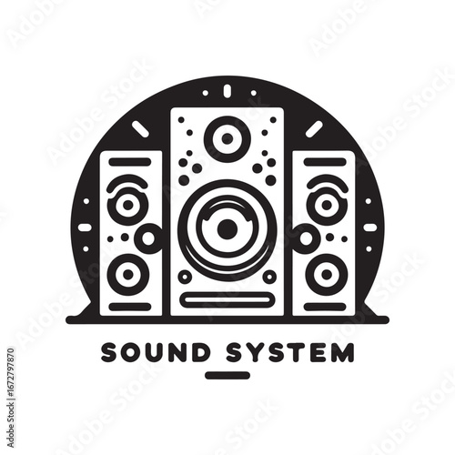 Vector illustration of a large sound system with neatly arranged speaker details.