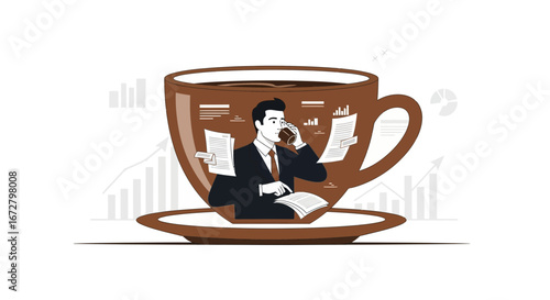Coffee Break Inside Financial Analytics: A Conceptual Depiction of Work and Refreshment