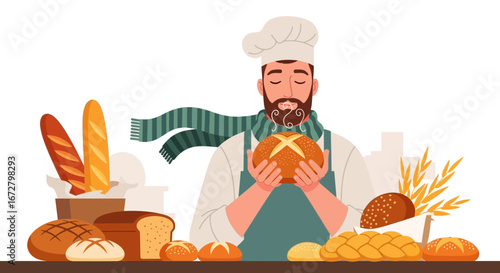Craftsman Displays Freshly Baked Artisan Bread, Celebrating Culinary Tradition, Delicious Aroma