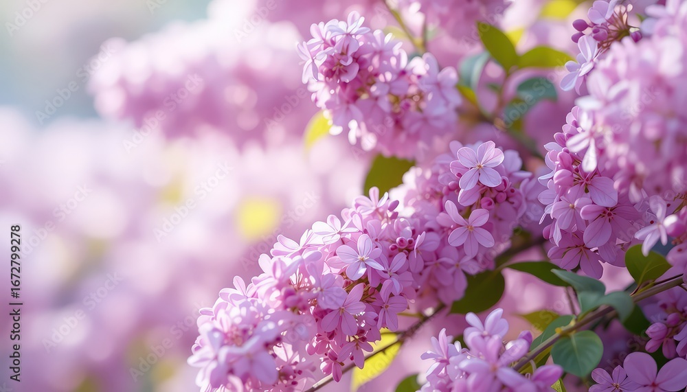 Gentle light illuminating masses of small pink flowers create a dreamy, soft, and romantic botanical background Gentle light illuminating masses of small pink flowers create a dreamy, soft, and romantic botanical background