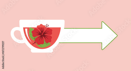Creative Herbal Tea Concept With Red Flower Symbolizing Health And Natural Beverages