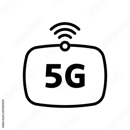 5G network icon. Signals are emitting from the device.