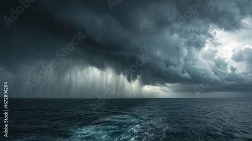 Dark stormy clouds over ocean