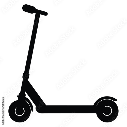 Black silhouette of a kick scooter transportation