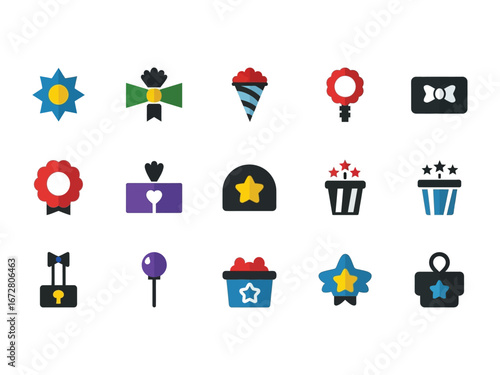 Holiday Icons: A cheerful collection of festive icons adorn a visual feast for special occasions, capturing the spirit of joy and celebration. 