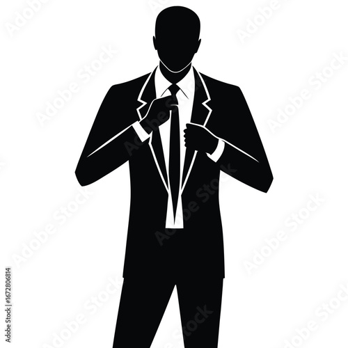 Man adjusting tie in suit formal