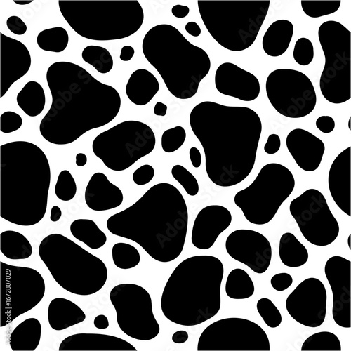 Seamless Black and White Cow Print Pattern for Design Projects