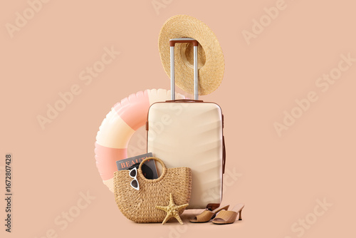 Suitcase, inflatable ring, ...
