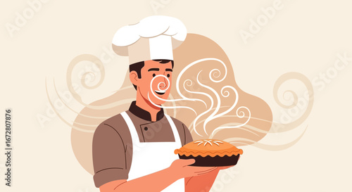 Enjoyable Baker Smelling Homemade Delicious Apple Pie With Delicate Aromas