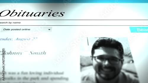 A Generic Obituary Website With Generic Headshot