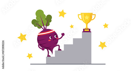Determined Beetroot Conquering Challenges And Reaching A Trophy Success