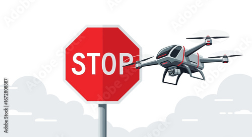 Drone Restriction Zone: Illustrated Concept Representing Flight Limitation and Regulatory Protocols