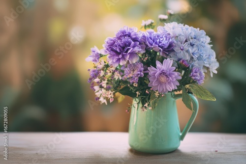 Wallpaper Mural decorative flower arrangement in a green jug for home use Torontodigital.ca