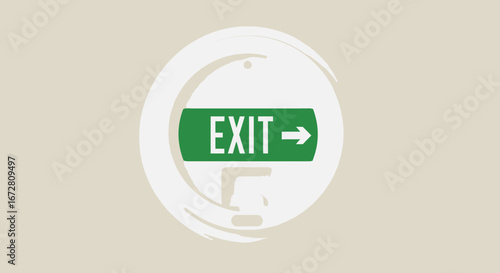 Exit Sign Surrounded By Artistic Swirls Signaling Navigation And Direction