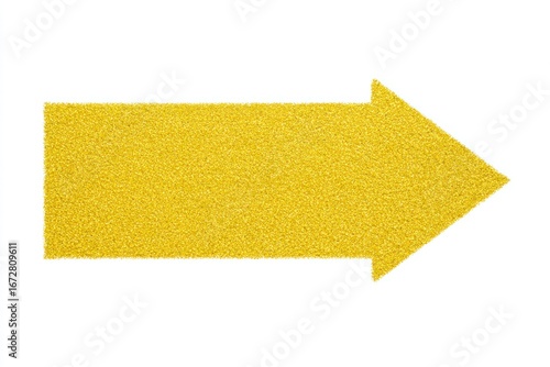 Sparkling gold arrow pointing right on a white background, with glittery texture