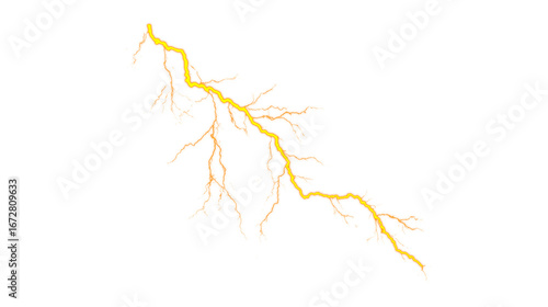 Vibrant yellow thunderbolt with red outlines on an orange background