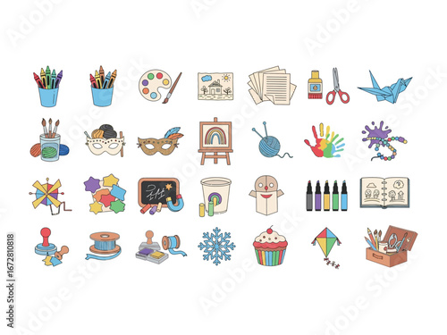Craft Supplies Collection: A vibrant array of craft supplies and artistic elements comes together, showcasing the tools of imagination, perfect for creative projects.