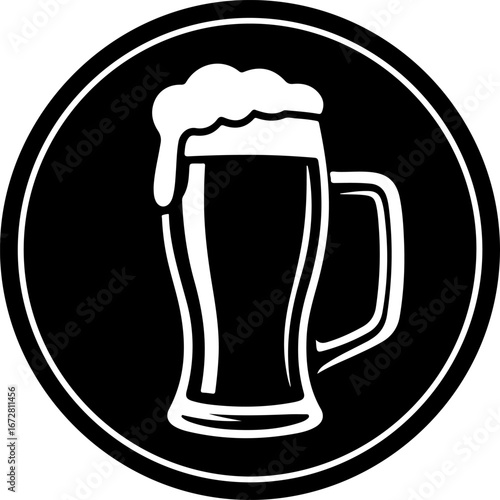 Silhouette of a Beer Mug A Simple Black and White Icon for Brewing and Beverages