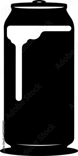 Black silhouette of a beverage can with condensation dripping down the side