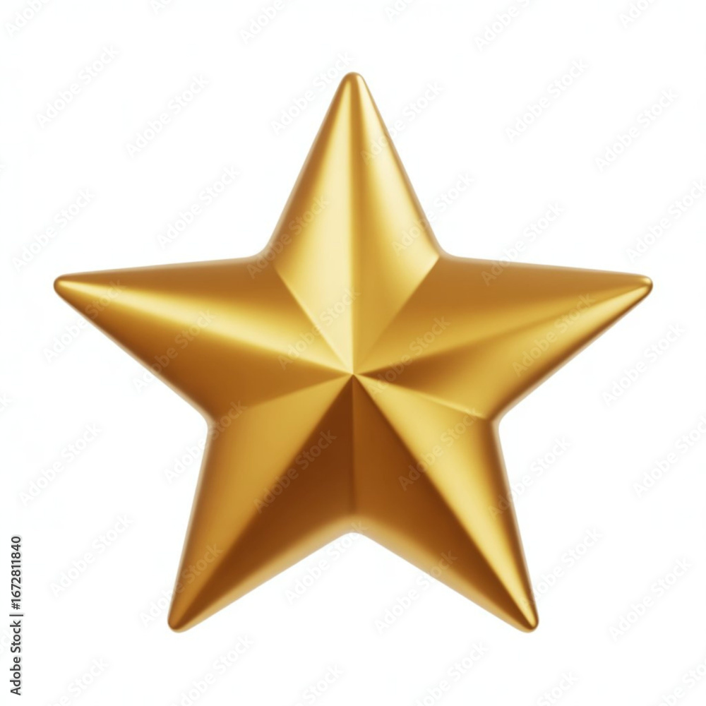 Obraz premium Golden 3D shining star with glowing effect, isolated on white background, symbolizing Christmas night, festive spirit, and decoration topper.