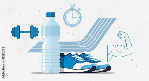 Fitness Iconography Depicting Essential Workout Elements For Optimal Performance