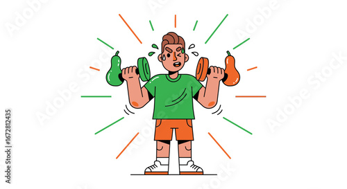 Fit Person Lifting Pear Weights, Representing Healthy Lifestyle Choices and Exercise
