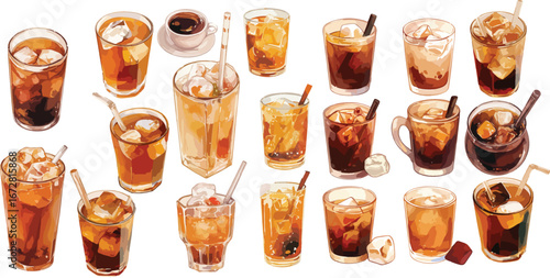 cold brew watercolor clipart 