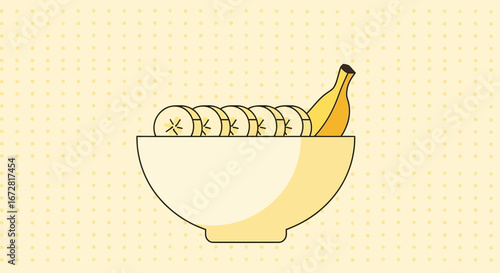 Freshly Sliced And Whole Bananas In A Bowl With Simple Minimalist Design