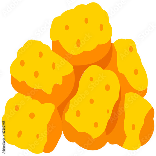 Illustration of fried yellow bread ball, crispy snack design perfect for street food, lunch, dinner, breakfast, and snack.