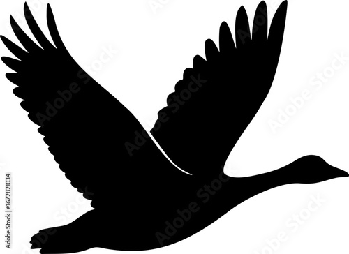 Canadian goose bird flying silhouette vector black and white icon isolated illustration image decal design file download