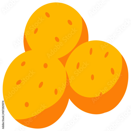 Illustration of round sweet biscuits with golden brown texture, crunchy baked surface, and delicious taste.
