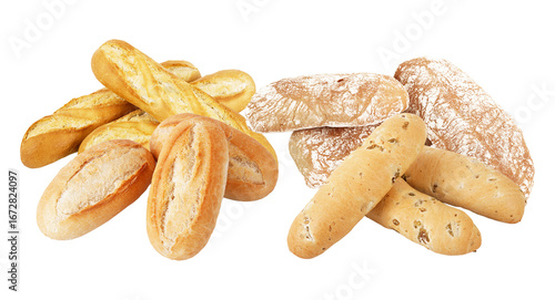 Photos variety of crusty baguettes and artisan loaves