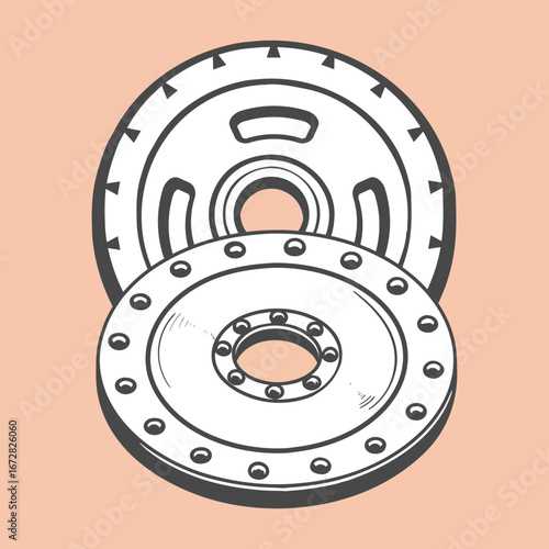 weight plate hand drawing vintage design