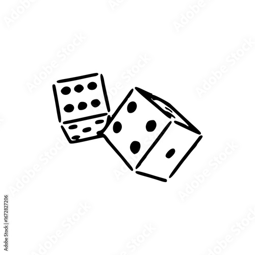 pair of rolling dice line art