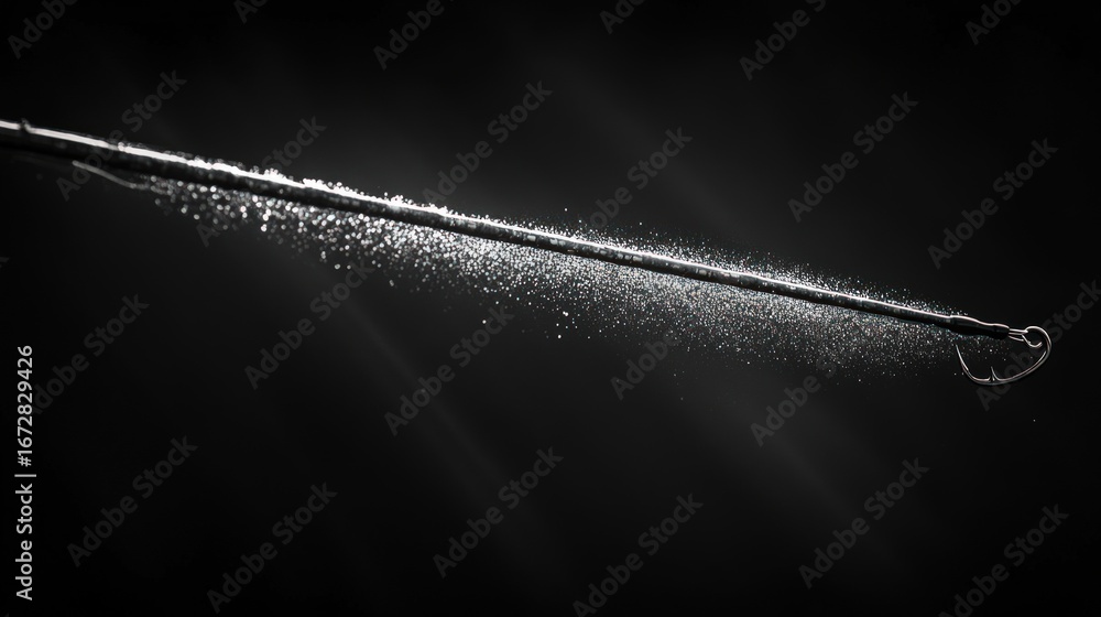 Close-up of a metallic rod with particles dispersing Close-up of a metallic rod with particles dispersing